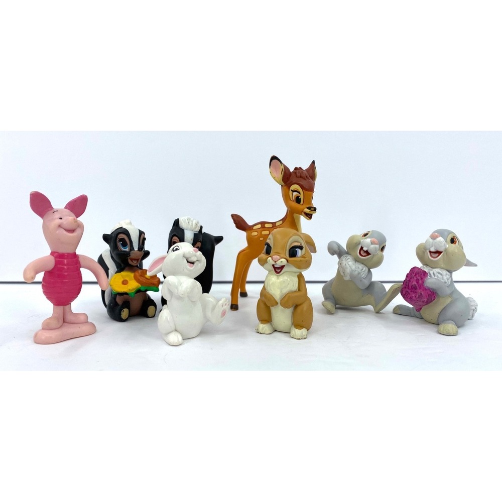 Vintage Disney Store Bambi 7 Piece Lot Toy Figure Play Set Thumper Flower Bunny